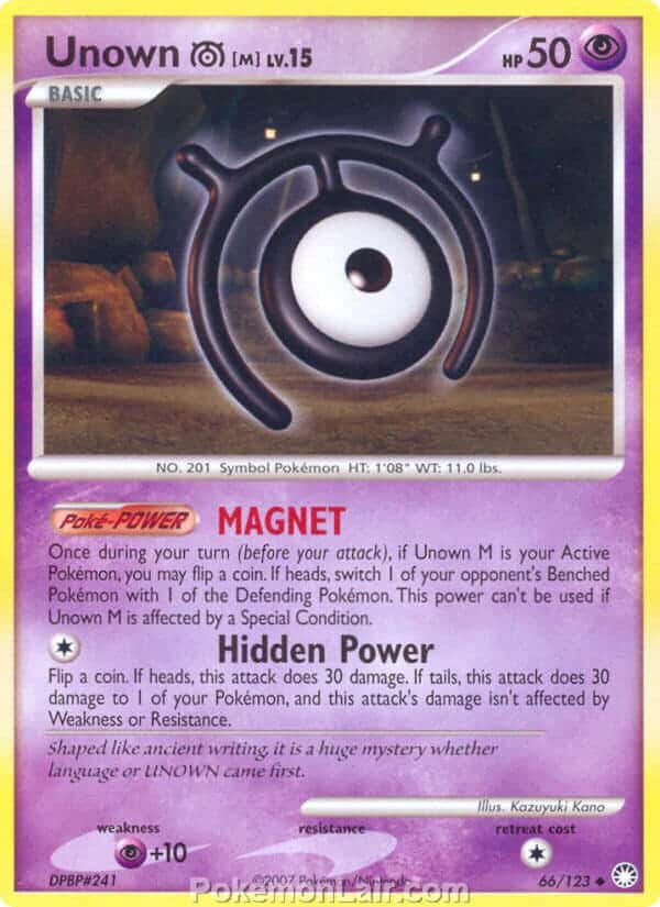 2007 Pokemon Trading Card Game Diamond and Pearl Mysterious Treasures Price List – 66 Unown M