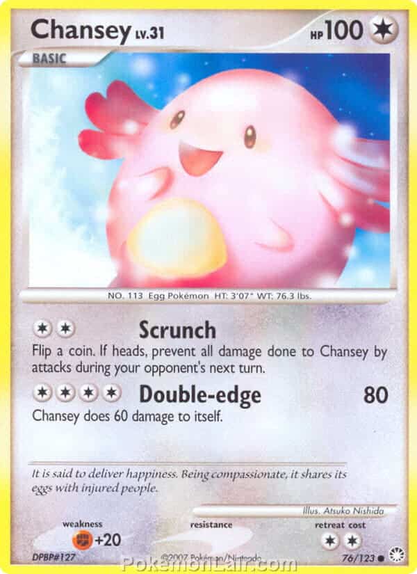 2007 Pokemon Trading Card Game Diamond and Pearl Mysterious Treasures Price List – 76 Chansey