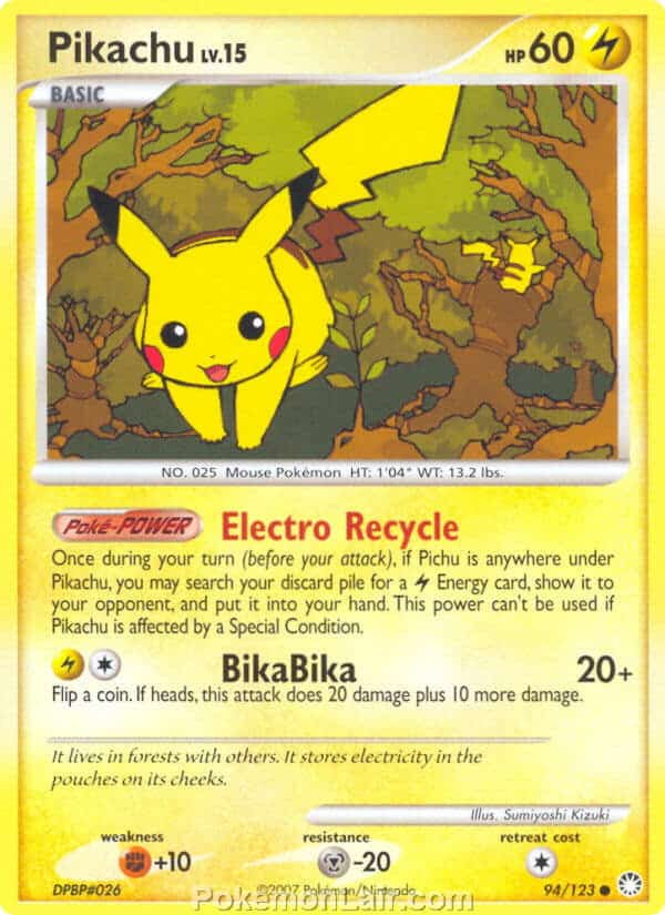 2007 Pokemon Trading Card Game Diamond and Pearl Mysterious Treasures Price List – 94 Pikachu