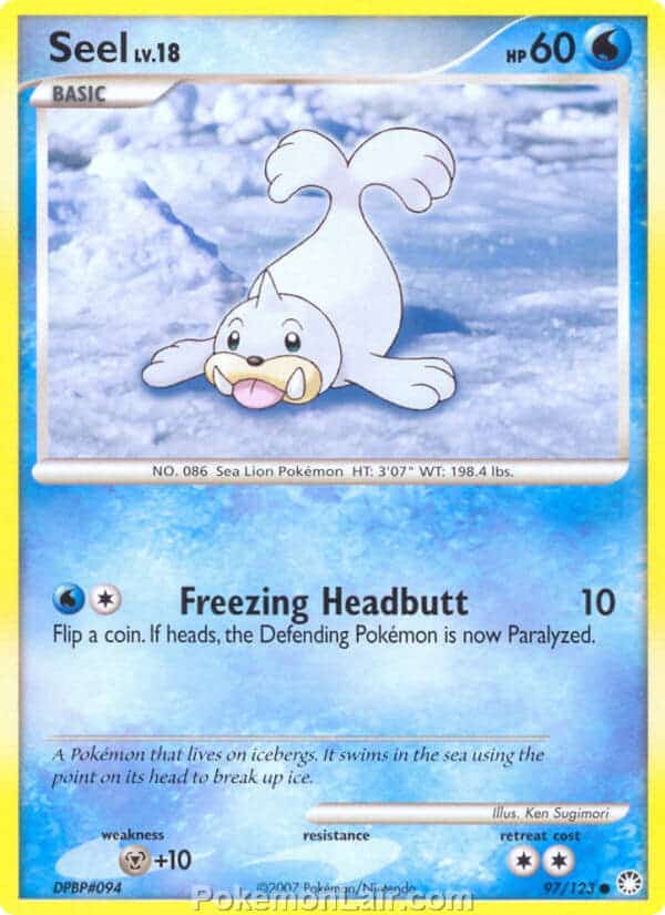 2007 Pokemon Trading Card Game Diamond and Pearl Mysterious Treasures Price List – 97 Seel