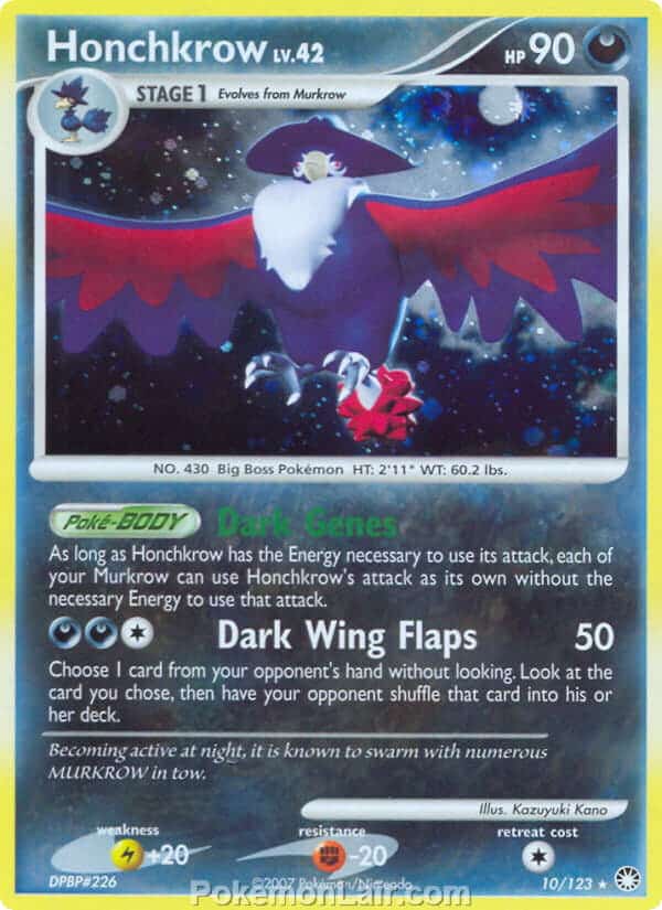 2007 Pokemon Trading Card Game Diamond and Pearl Mysterious Treasures Set – 10 Honchkrow