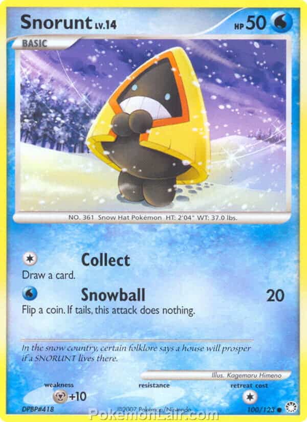 2007 Pokemon Trading Card Game Diamond and Pearl Mysterious Treasures Set – 100 Snorunt