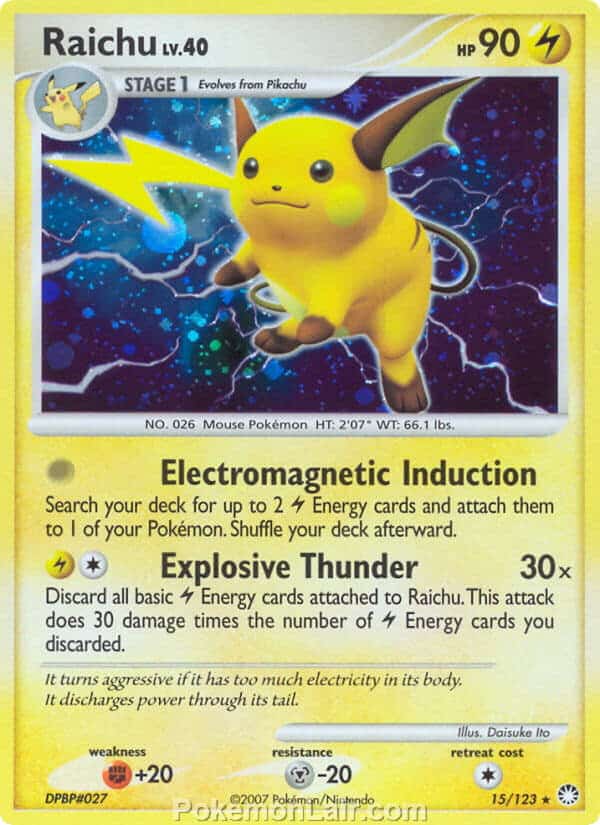 2007 Pokemon Trading Card Game Diamond and Pearl Mysterious Treasures Set – 15 Raichu
