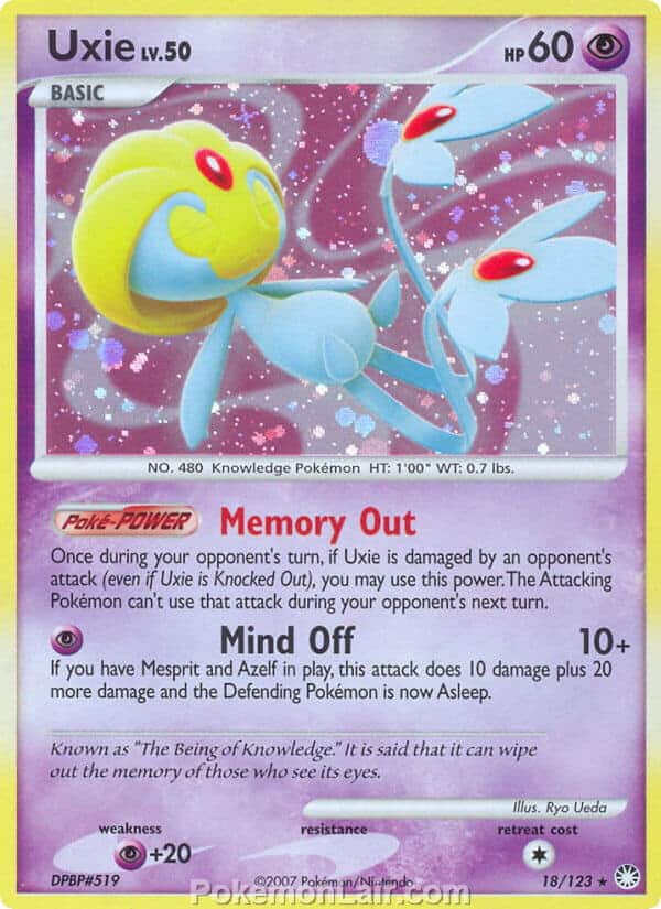 2007 Pokemon Trading Card Game Diamond and Pearl Mysterious Treasures Set – 18 Uxie