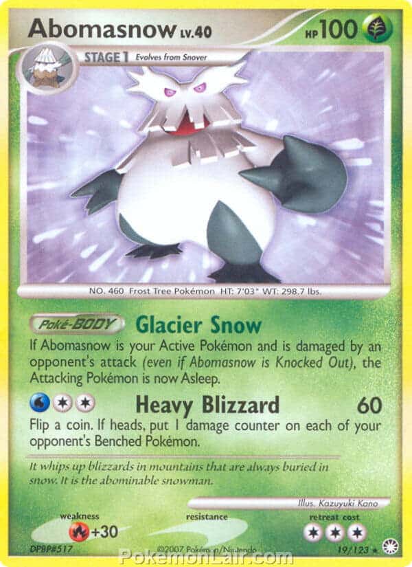 2007 Pokemon Trading Card Game Diamond and Pearl Mysterious Treasures Set – 19 Abomasnow