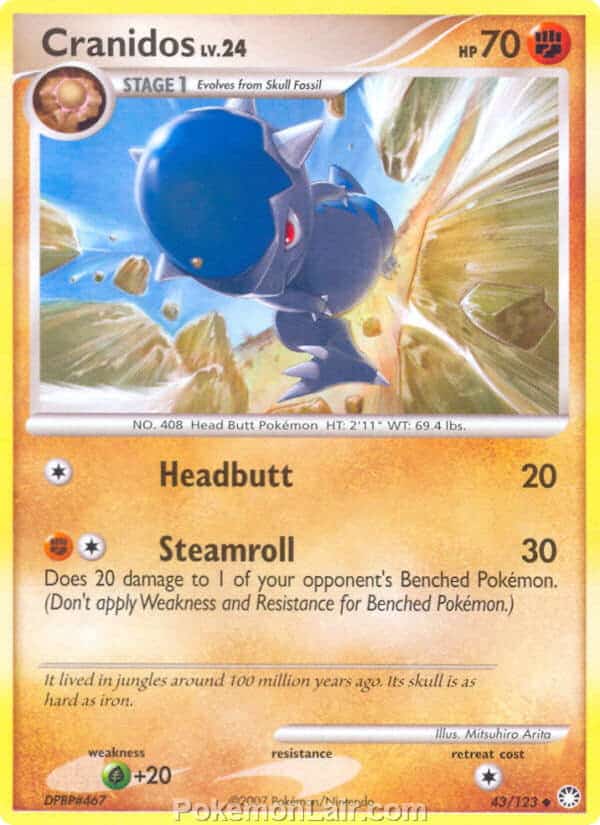 2007 Pokemon Trading Card Game Diamond and Pearl Mysterious Treasures Set – 43 Cranidos