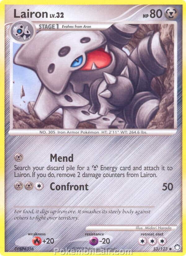 2007 Pokemon Trading Card Game Diamond and Pearl Mysterious Treasures Set – 53 Lairon