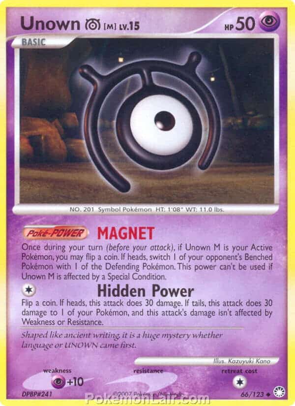 2007 Pokemon Trading Card Game Diamond and Pearl Mysterious Treasures Set – 66 Unown M