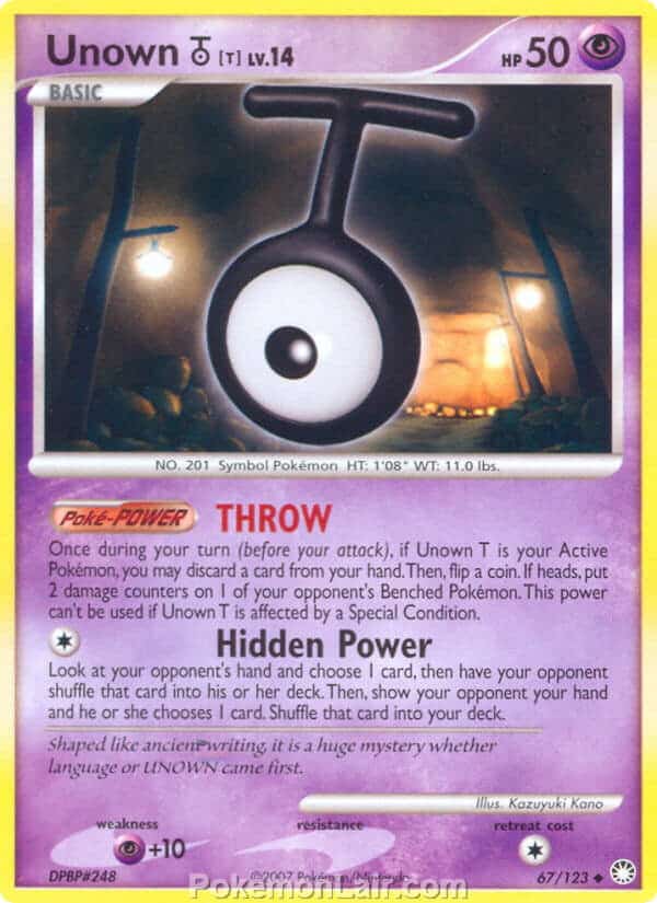 2007 Pokemon Trading Card Game Diamond and Pearl Mysterious Treasures Set – 67 Unown T