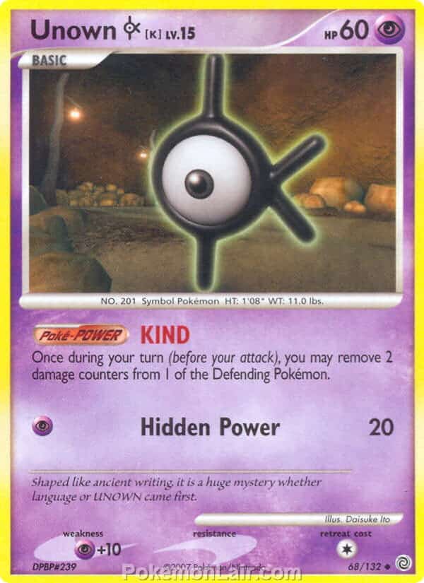 2007 Pokemon Trading Card Game Diamond and Pearl Secret Wonders Price List – 68 Unown K