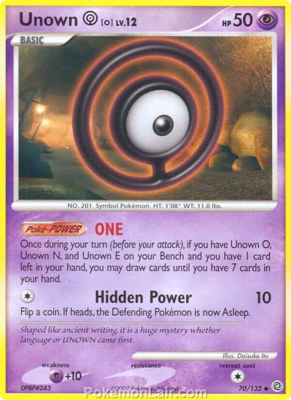 2007 Pokemon Trading Card Game Diamond and Pearl Secret Wonders Price List – 70 Unown O