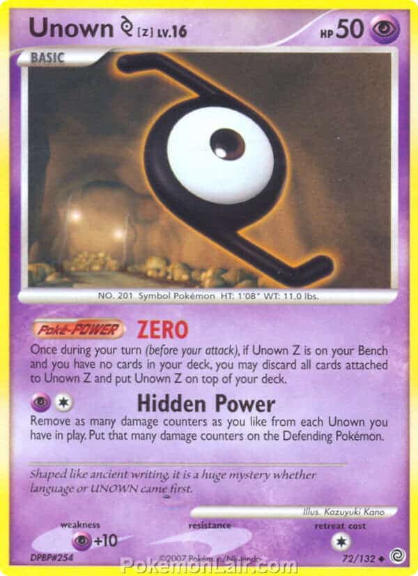 2007 Pokemon Trading Card Game Diamond and Pearl Secret Wonders Price List – 72 Unown Z