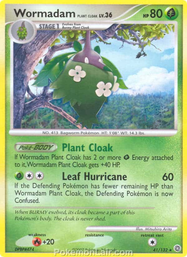 2007 Pokemon Trading Card Game Diamond and Pearl Secret Wonders Set – 41 Wormadam Plant Cloak