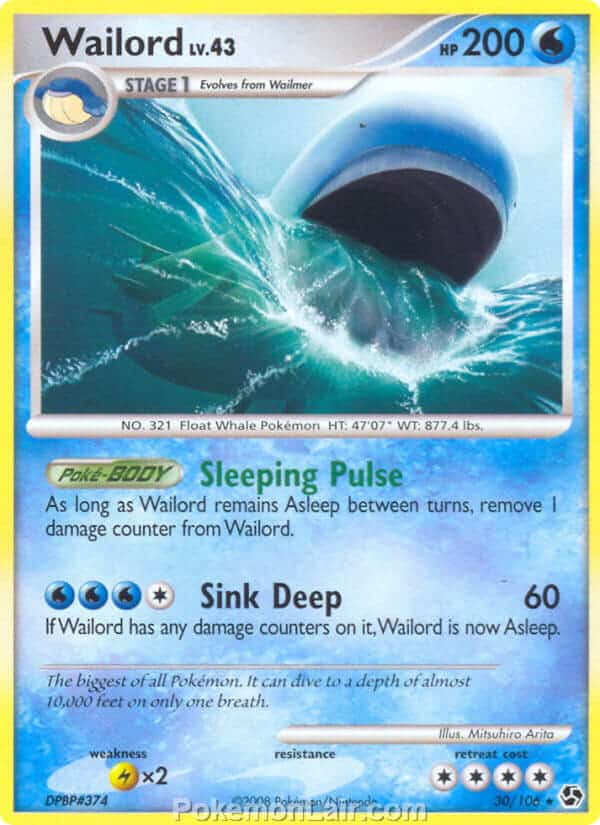 2008 Pokemon Trading Card Game Diamond and Pearl Great Encounters Price List – 30 Wailord