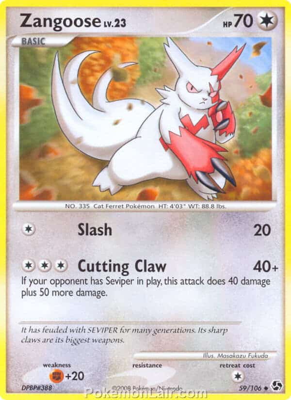 2008 Pokemon Trading Card Game Diamond and Pearl Great Encounters Price List – 59 Zangoose