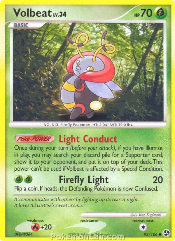 2008 Pokemon Trading Card Game Diamond and Pearl Great Encounters Price List – 92 Volbeat