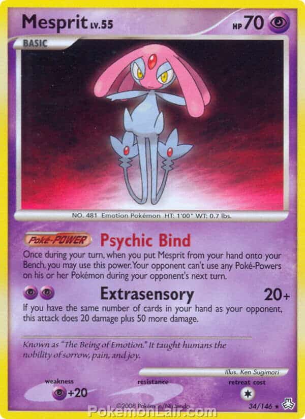 2008 Pokemon Trading Card Game Diamond and Pearl Legends Awakened Price List – 34 Mesprit