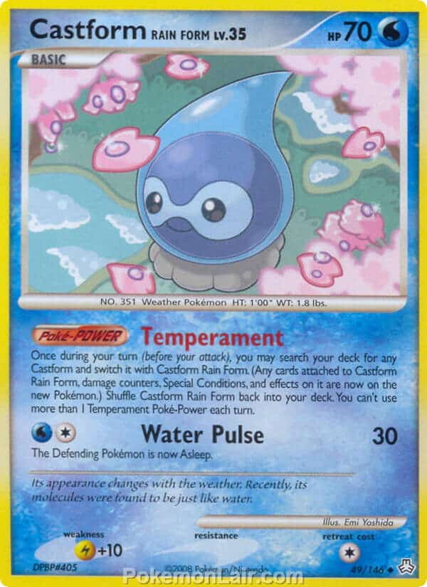 2008 Pokemon Trading Card Game Diamond and Pearl Legends Awakened Price List – 49 Castform Rain Form