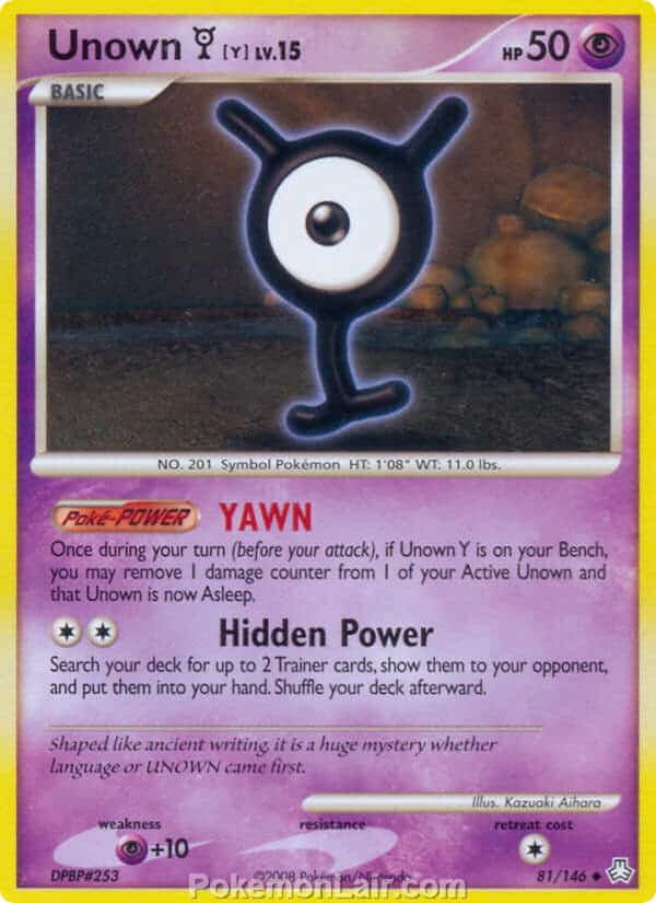 2008 Pokemon Trading Card Game Diamond and Pearl Legends Awakened Price List – 81 Unown Y