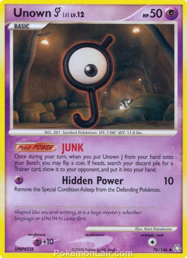 2008 Pokemon Trading Card Game Diamond and Pearl Legends Awakened Set – 76 Unown J