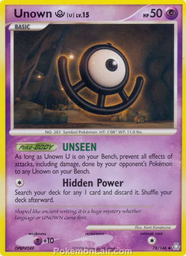 2008 Pokemon Trading Card Game Diamond and Pearl Legends Awakened Set – 78 Unown U