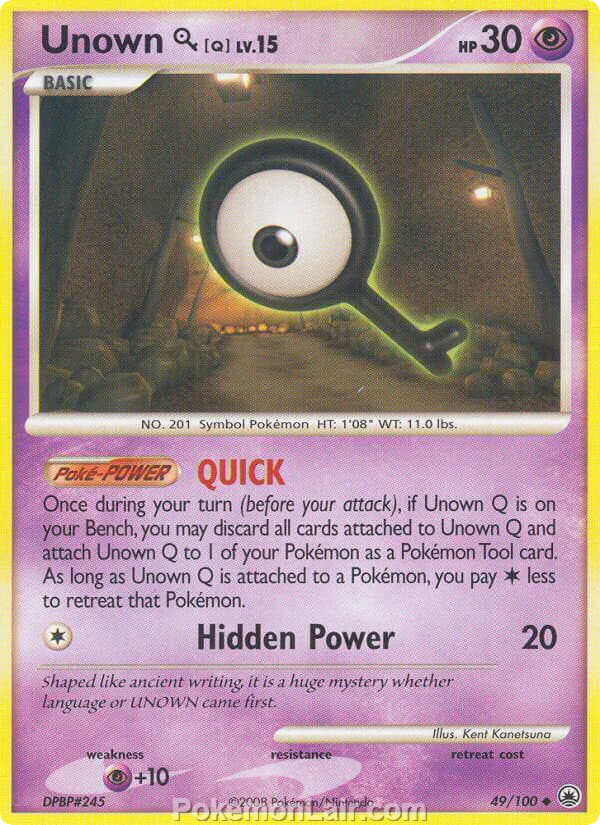 2008 Pokemon Trading Card Game Diamond and Pearl Majestic Dawn Price List – 49 Unown Q