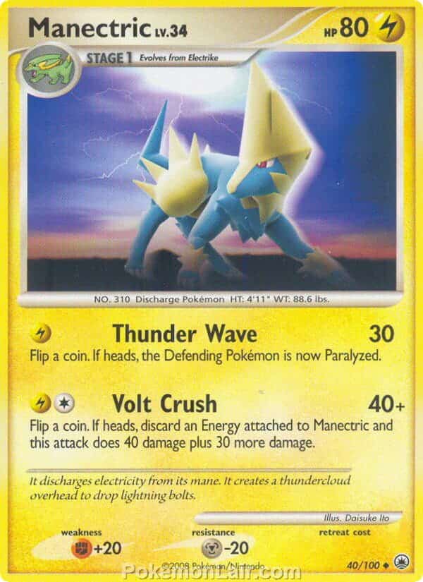 2008 Pokemon Trading Card Game Diamond and Pearl Majestic Dawn Set – 40 Manectric