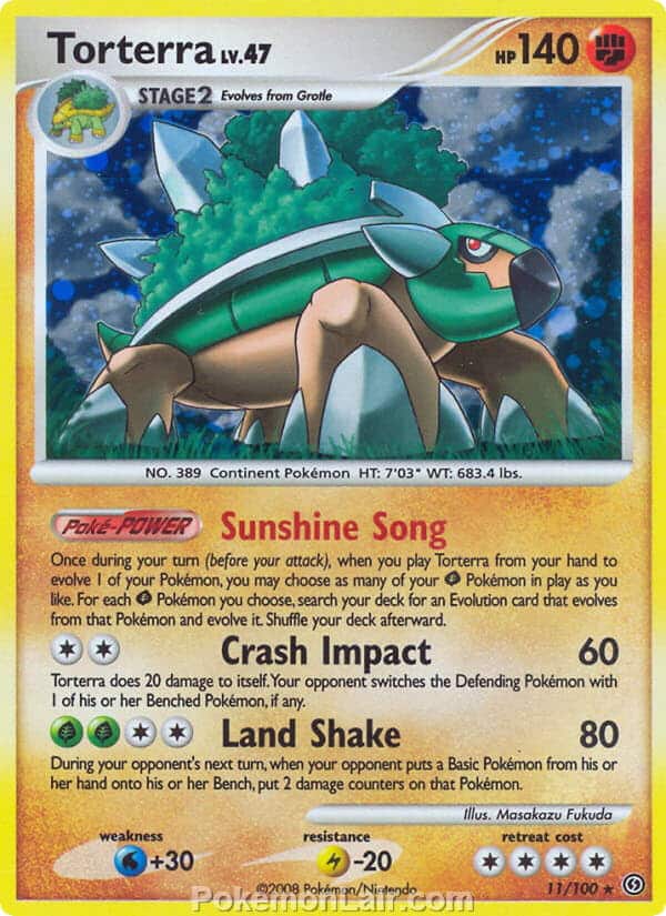 2008 Pokemon Trading Card Game Diamond and Pearl Stormfront Price List – 11 Torterra