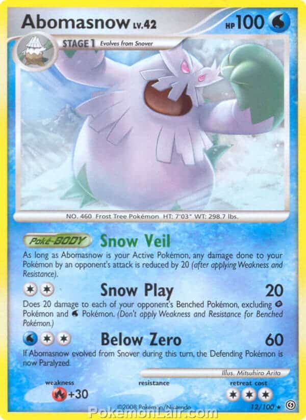 2008 Pokemon Trading Card Game Diamond and Pearl Stormfront Price List – 12 Abomasnow