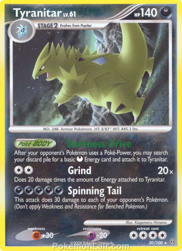 2008 Pokemon Trading Card Game Diamond and Pearl Stormfront Price List – 30 Tyranitar