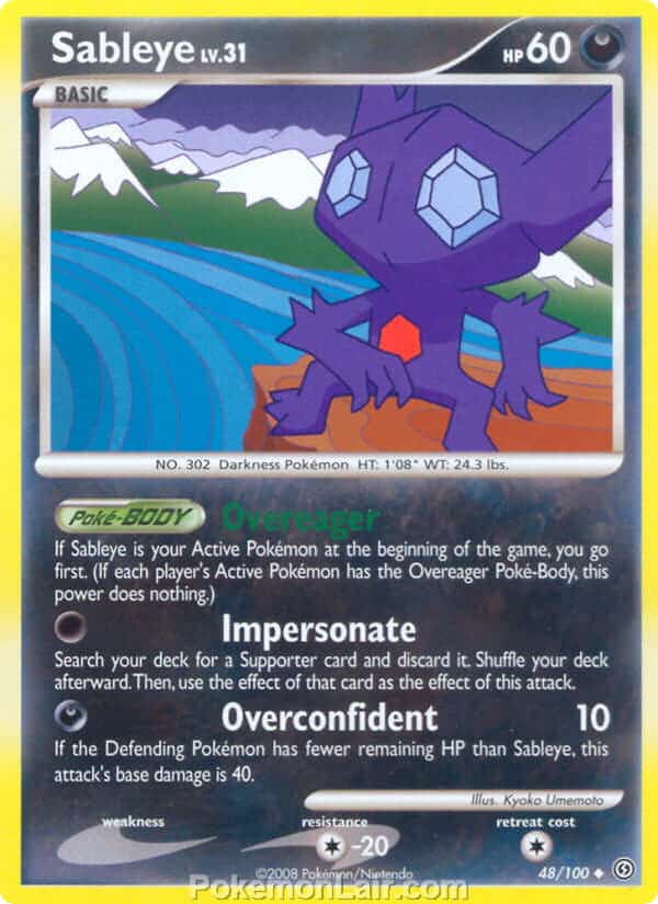 2008 Pokemon Trading Card Game Diamond and Pearl Stormfront Price List – 48 Sableye