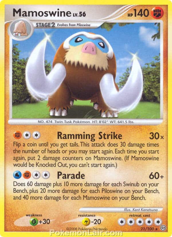 2008 Pokemon Trading Card Game Diamond and Pearl Stormfront Set – 21 Mamoswine