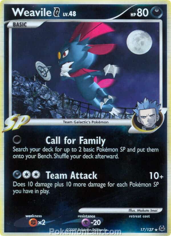 2009 Pokemon Trading Card Game Platinum Base Price List – 17 Weavile G