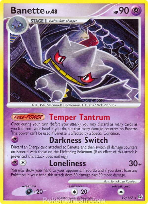 2009 Pokemon Trading Card Game Platinum Base Price List – 19 Banette