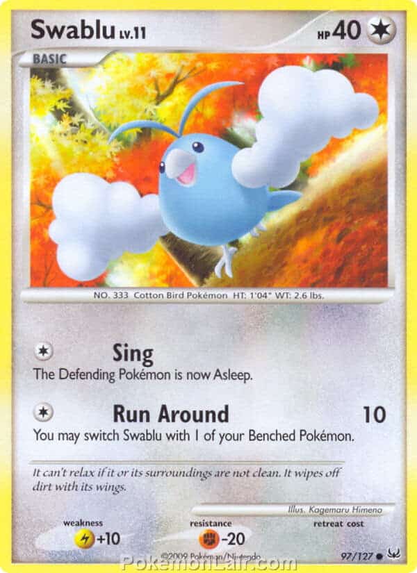 2009 Pokemon Trading Card Game Platinum Base Price List – 97 Swablu