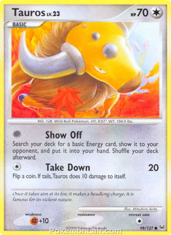 2009 Pokemon Trading Card Game Platinum Base Price List – 98 Tauros