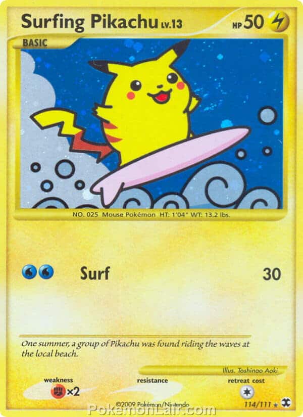 2009 Pokemon Trading Card Game Platinum Rising Rivals Price List – 114 Surfing Pikachu
