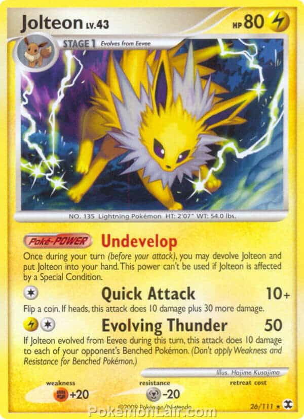 2009 Pokemon Trading Card Game Platinum Rising Rivals Price List – 26 Jolteon