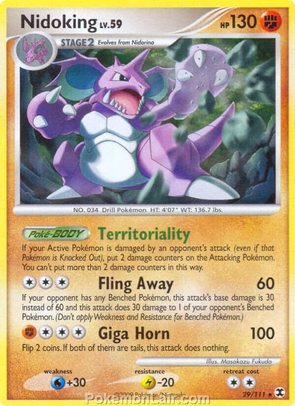 2009 Pokemon Trading Card Game Platinum Rising Rivals Price List – 29 Nidoking