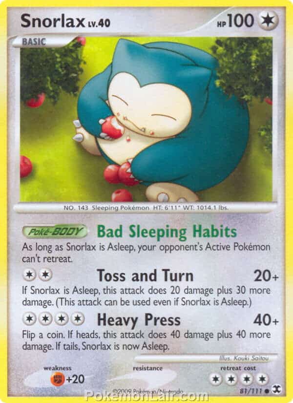 2009 Pokemon Trading Card Game Platinum Rising Rivals Price List – 81 Snorlax