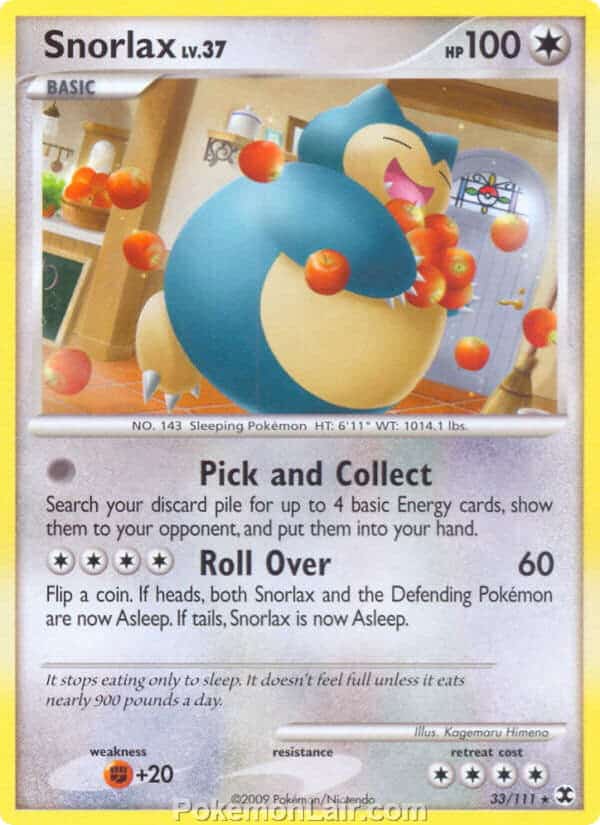 2009 Pokemon Trading Card Game Platinum Rising Rivals Set – 33 Snorlax