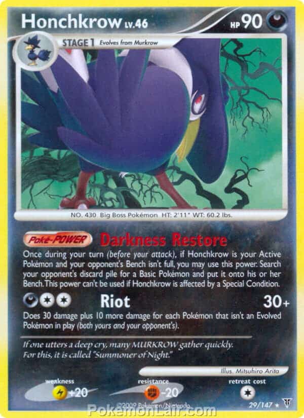 2009 Pokemon Trading Card Game Platinum Supreme Victors Price List – 29 Honchkrow