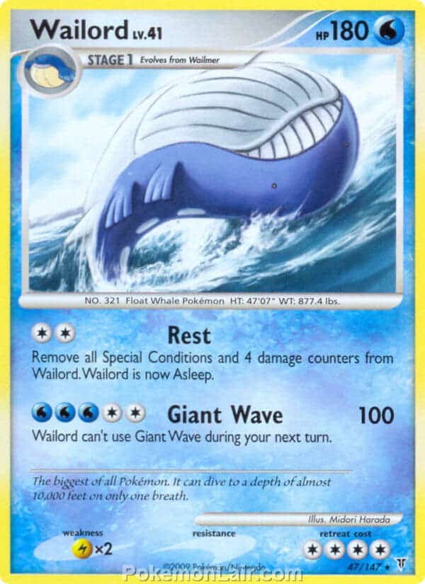 2009 Pokemon Trading Card Game Platinum Supreme Victors Price List – 47 Wailord