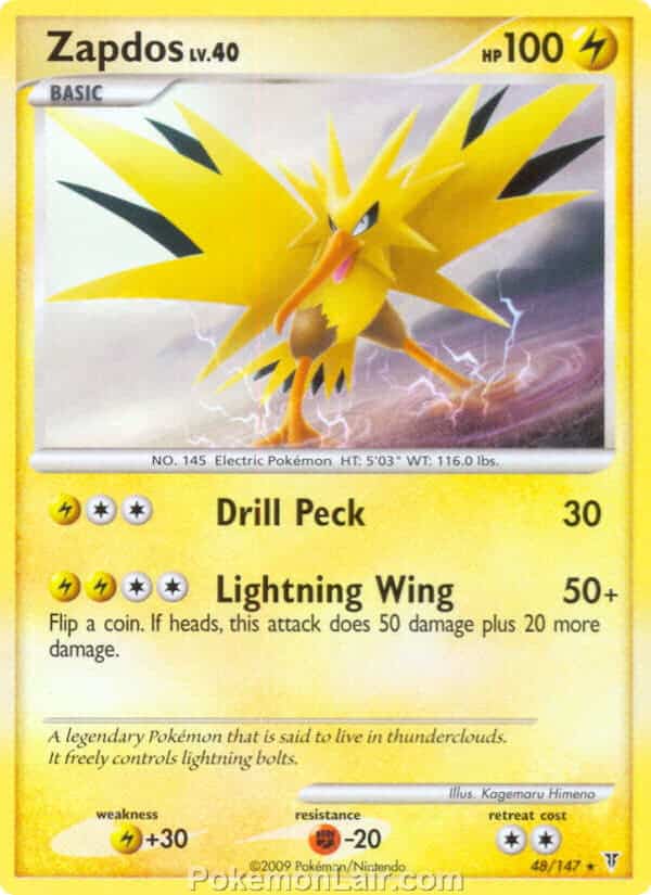 2009 Pokemon Trading Card Game Platinum Supreme Victors Price List – 48 Zapdos