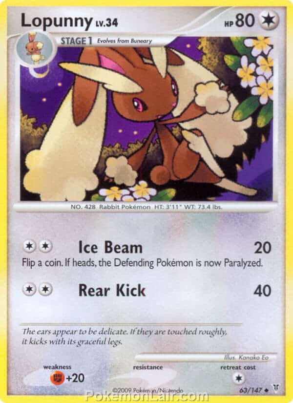 2009 Pokemon Trading Card Game Platinum Supreme Victors Price List – 63 Lopunny