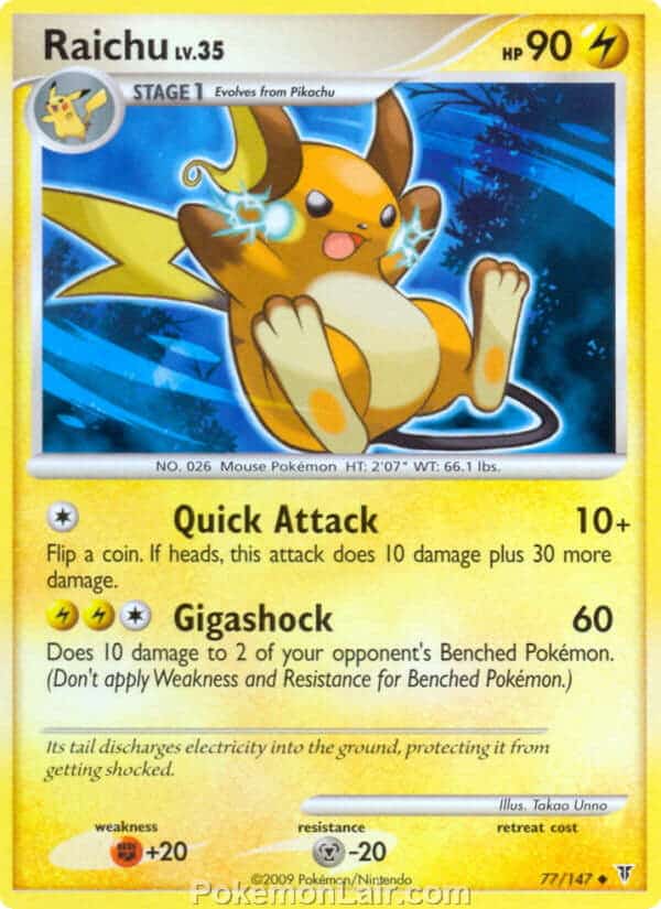 2009 Pokemon Trading Card Game Platinum Supreme Victors Price List – 77 Raichu