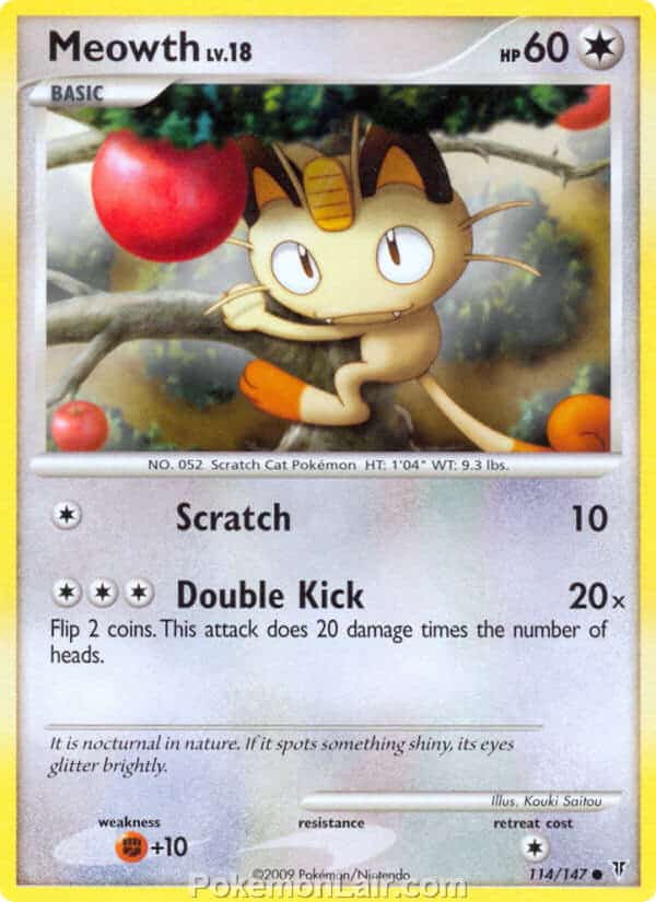 2009 Pokemon Trading Card Game Platinum Supreme Victors Set – 114 Meowth