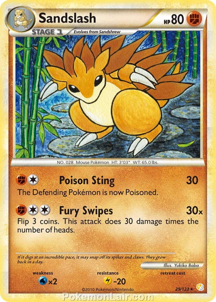 2010 Pokemon Trading Card Game HeartGold SoulSilver Base Price List – 29 Sandslash