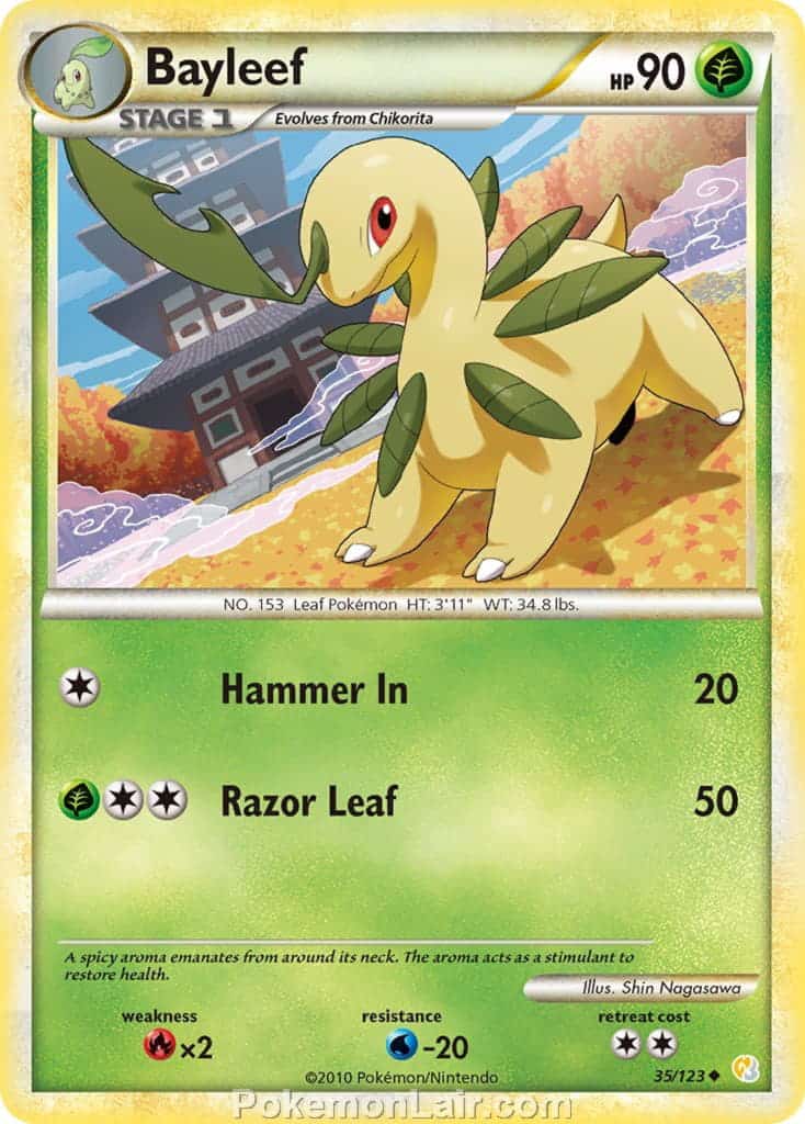 2010 Pokemon Trading Card Game HeartGold SoulSilver Base Price List – 35 Bayleef