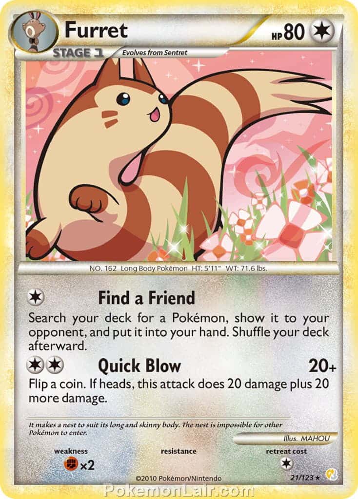 2010 Pokemon Trading Card Game HeartGold SoulSilver Base Set – 21 Furret